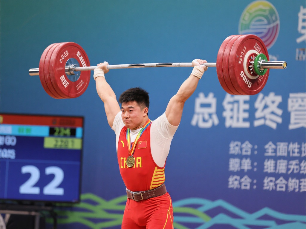 向飞洋勇夺抓举与总成绩双金荣耀! 总成绩金牌包含了抓举与挺举成绩的综合,这